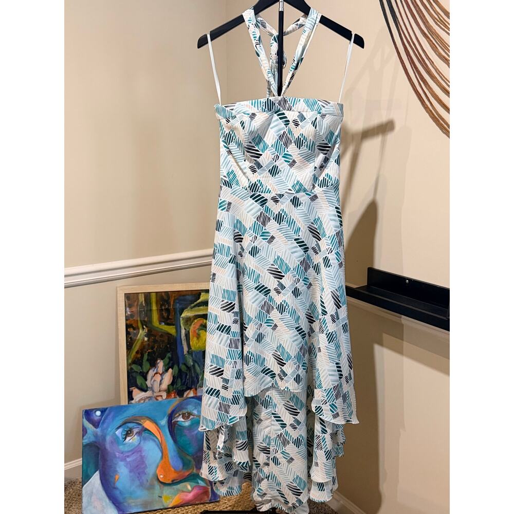 WHBM high low dress a line with neck detail euc 4